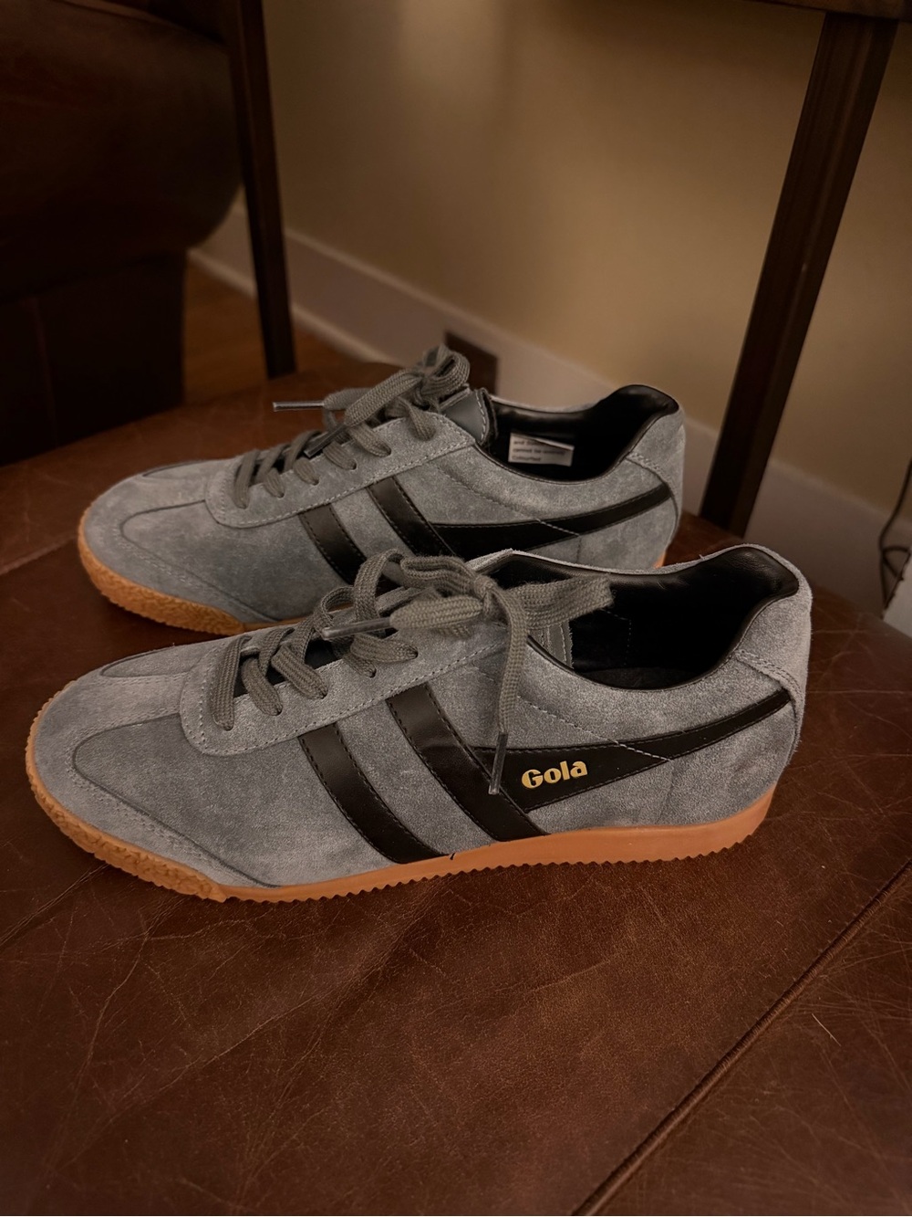 Gola Classics Women’s Suede Sneaker in Steel Blue with Black Stripes-Never worn.